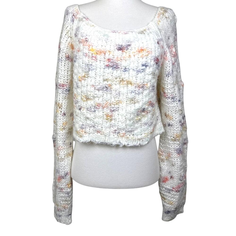 Free People Cropped Textured Sweater Multicolor Size M